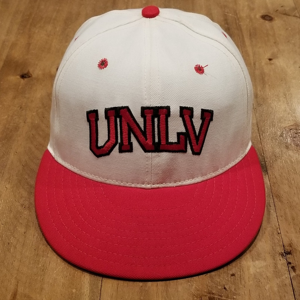 Vintage UNLV Rebels Hat Size 7 1/4 Fitted Pro-Line Made USA White 90s College